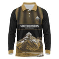 Custom Oceania Football NZ South Island Long Sleeve Polo Shirt Minimal Mount Cook Silhouette