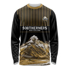 Custom Oceania Football NZ South Island Long Sleeve Shirt Minimal Mount Cook Silhouette