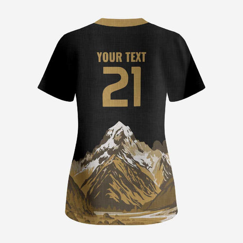 Custom Oceania Football NZ South Island Scrub Top Minimal Mount Cook Silhouette