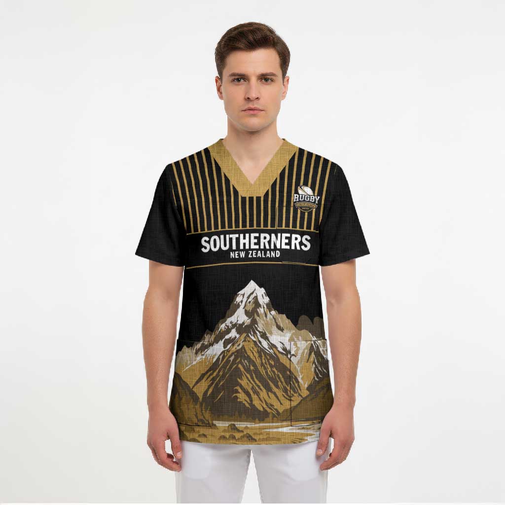 Custom Oceania Football NZ South Island Scrub Top Minimal Mount Cook Silhouette