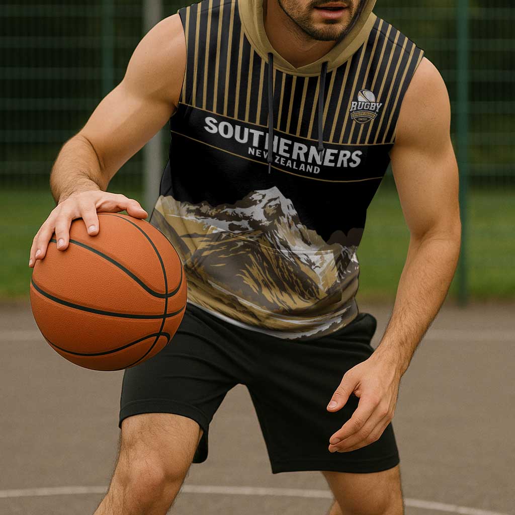 Custom Oceania Football NZ South Island Sleeveless Hoodie Minimal Mount Cook Silhouette