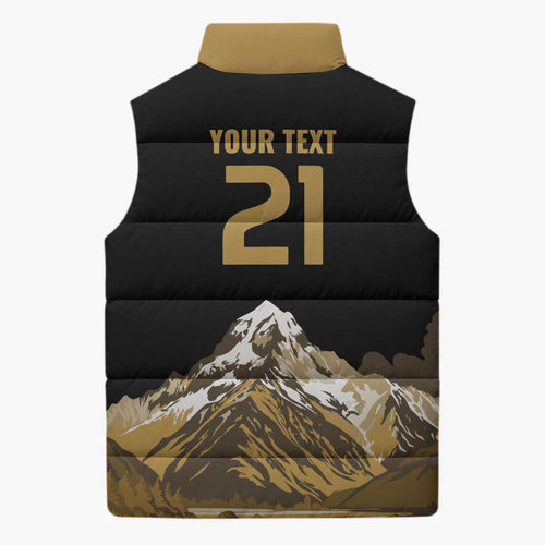 Custom Oceania Football NZ South Island Sleeveless Puffer Jacket Minimal Mount Cook Silhouette