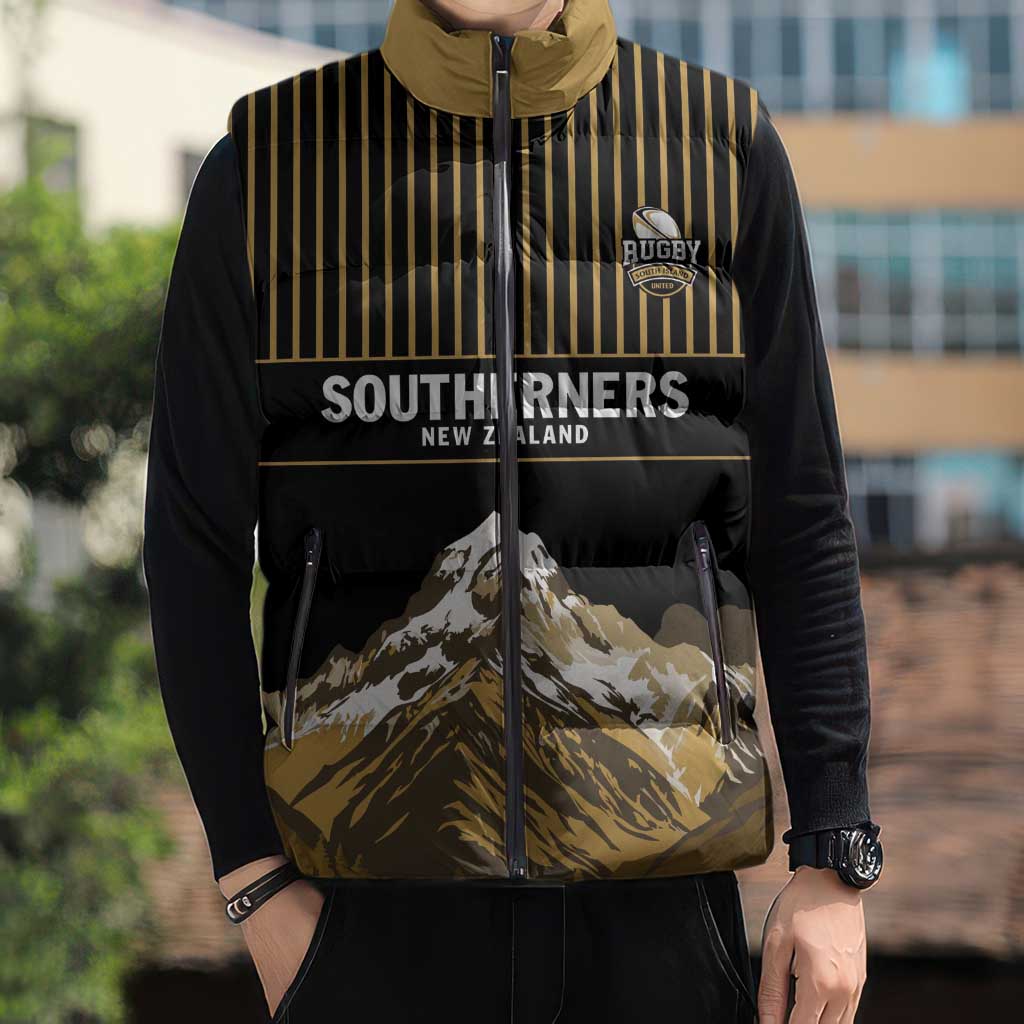 Custom Oceania Football NZ South Island Sleeveless Puffer Jacket Minimal Mount Cook Silhouette