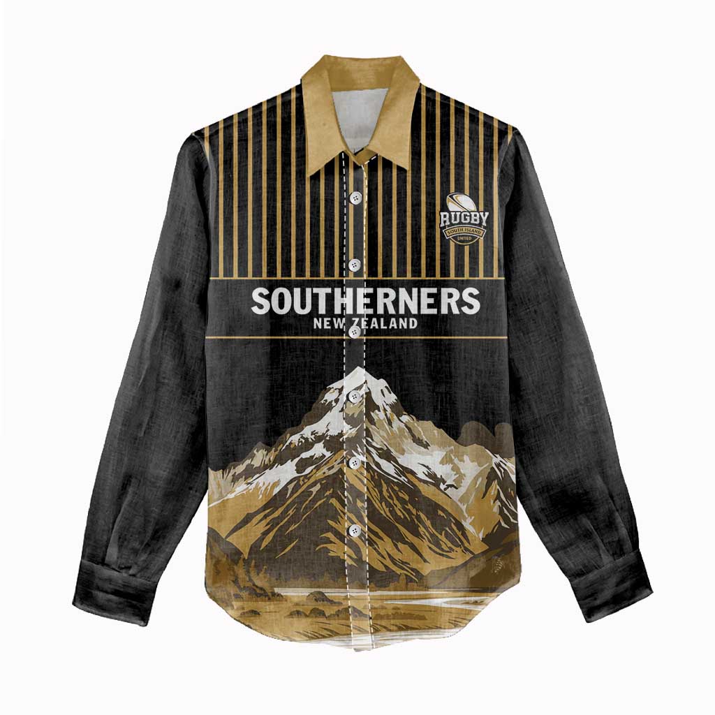 Custom Oceania Football NZ South Island Women Casual Shirt Minimal Mount Cook Silhouette