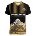Custom Oceania Football NZ South Island Women V-Neck T-Shirt Minimal Mount Cook Silhouette