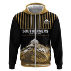 Custom Oceania Football NZ South Island Zip Hoodie Minimal Mount Cook Silhouette