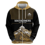 Custom Oceania Football NZ South Island Zip Hoodie Minimal Mount Cook Silhouette