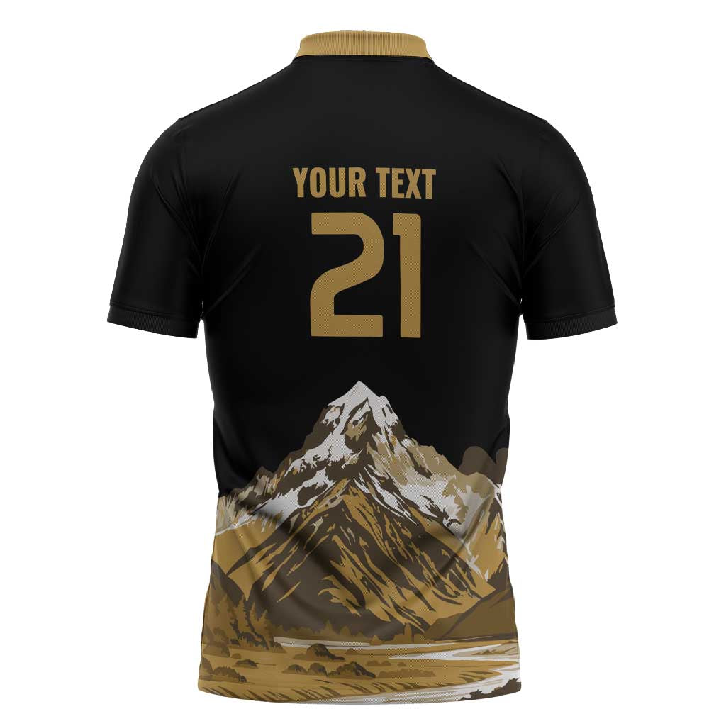 Custom Oceania Football NZ South Island Zipper Polo Shirt Minimal Mount Cook Silhouette