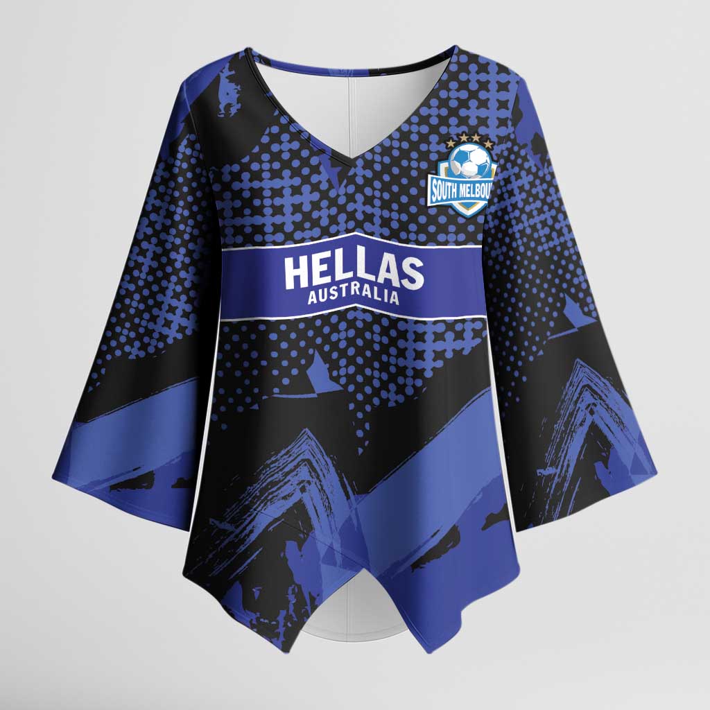 Custom Oceania Football South Melbourne Kimono Sleeve Blouse Hellas Australia Pride