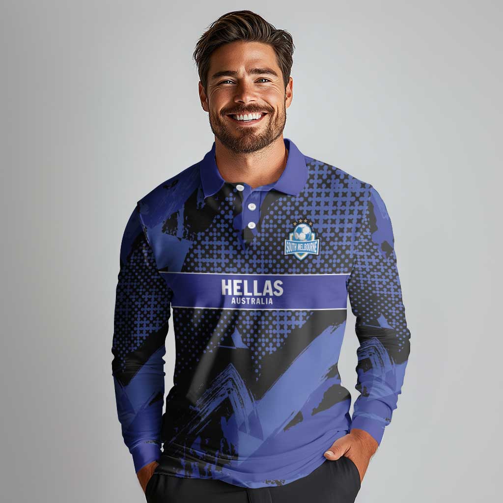 Custom Oceania Football South Melbourne Long Sleeve Polo Shirt Hellas Australia Pride