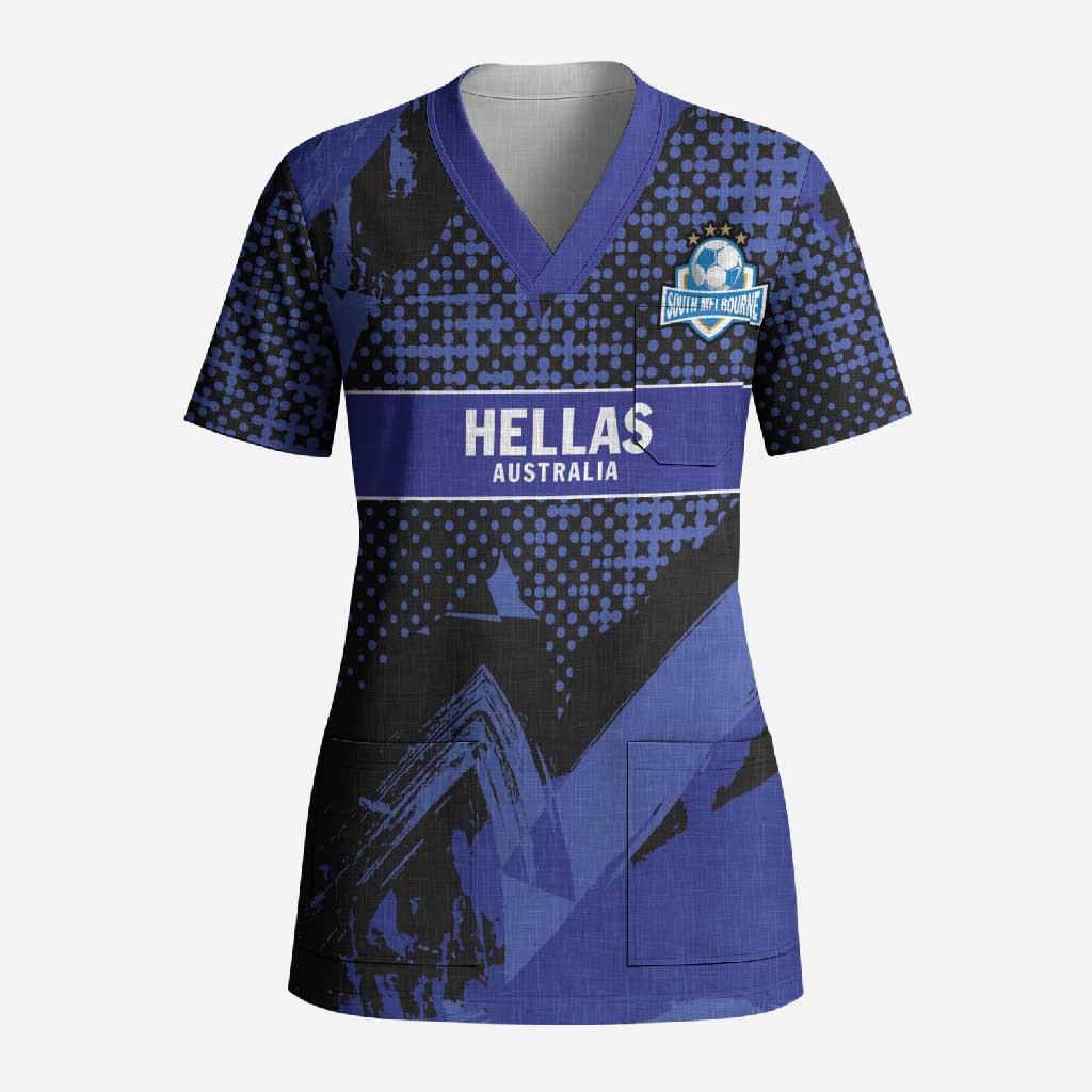 Custom Oceania Football South Melbourne Scrub Top Hellas Australia Pride