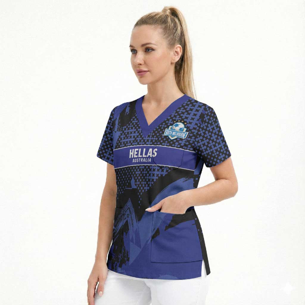 Custom Oceania Football South Melbourne Scrub Top Hellas Australia Pride