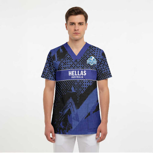 Custom Oceania Football South Melbourne Scrub Top Hellas Australia Pride