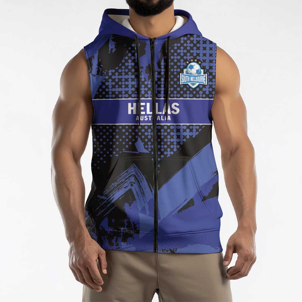 Custom Oceania Football South Melbourne Sleeveless Zip Hoodie Hellas Australia Pride