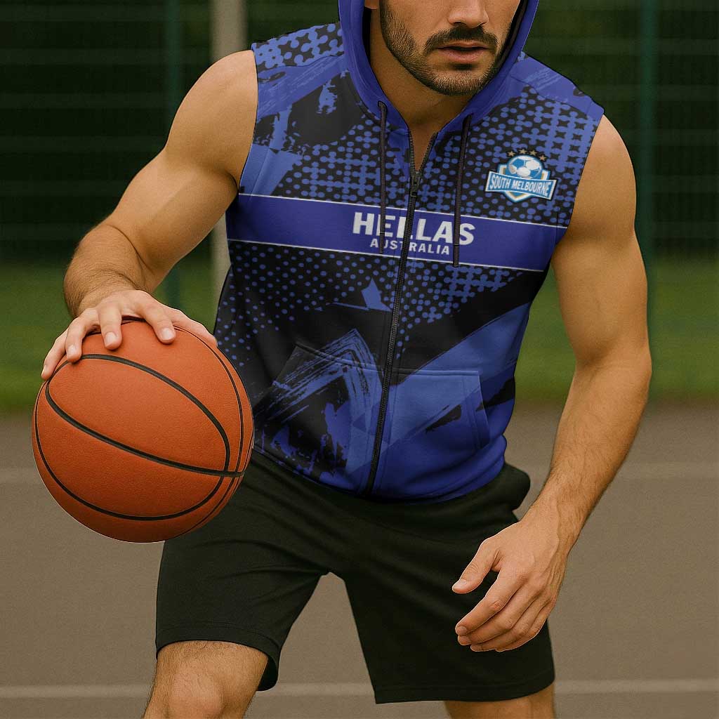 Custom Oceania Football South Melbourne Sleeveless Zip Hoodie Hellas Australia Pride