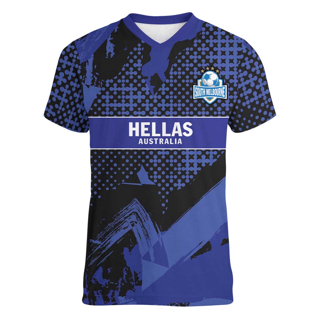 Custom Oceania Football South Melbourne Women V-Neck T-Shirt Hellas Australia Pride