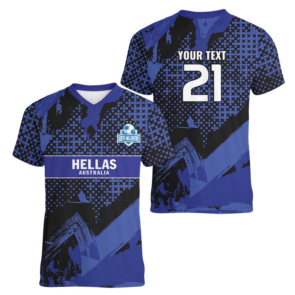 Custom Oceania Football South Melbourne Women V-Neck T-Shirt Hellas Australia Pride