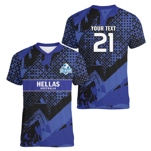 Custom Oceania Football South Melbourne Women V-Neck T-Shirt Hellas Australia Pride