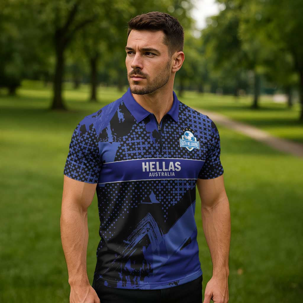 Custom Oceania Football South Melbourne Zipper Polo Shirt Hellas Australia Pride