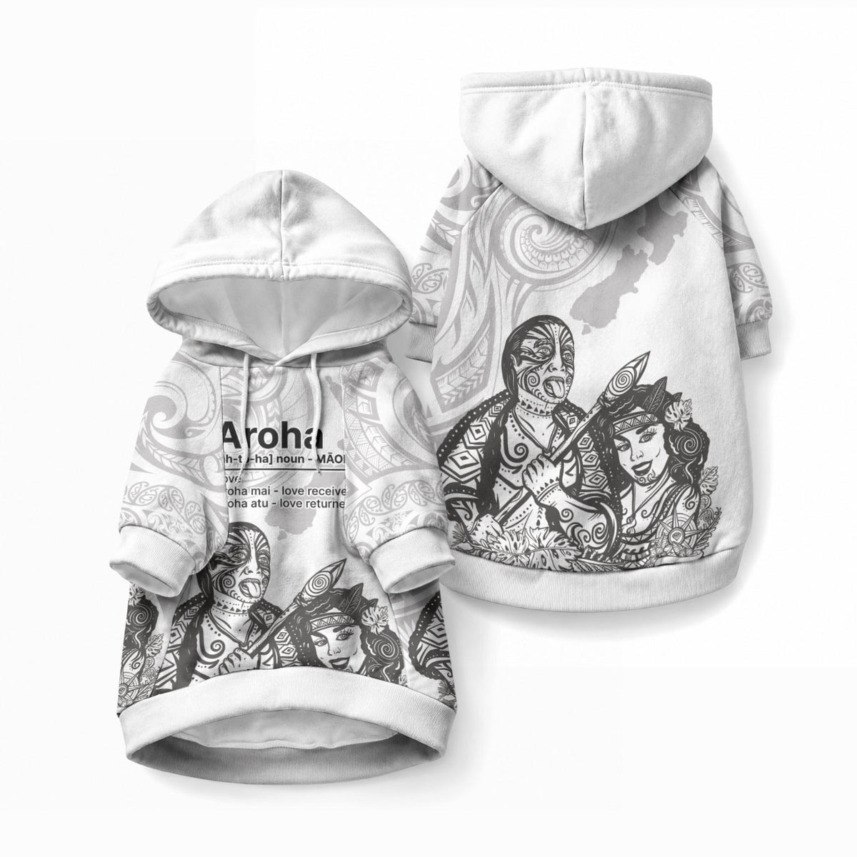 Aroha Maori Language Pet Hoodie Te Reo Maori Inspired Art
