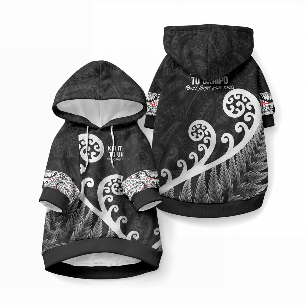 Kia Mau Ki To Ukaipo Pet Hoodie Te Reo Maori Koru Fern Art