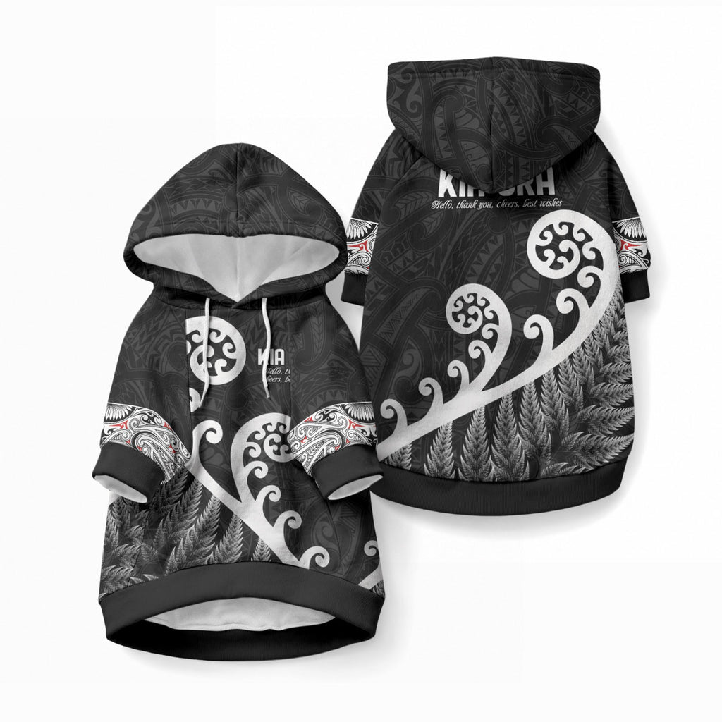 Kia Ora Maori Language Pet Hoodie Te Reo Maori Koru Fern Art