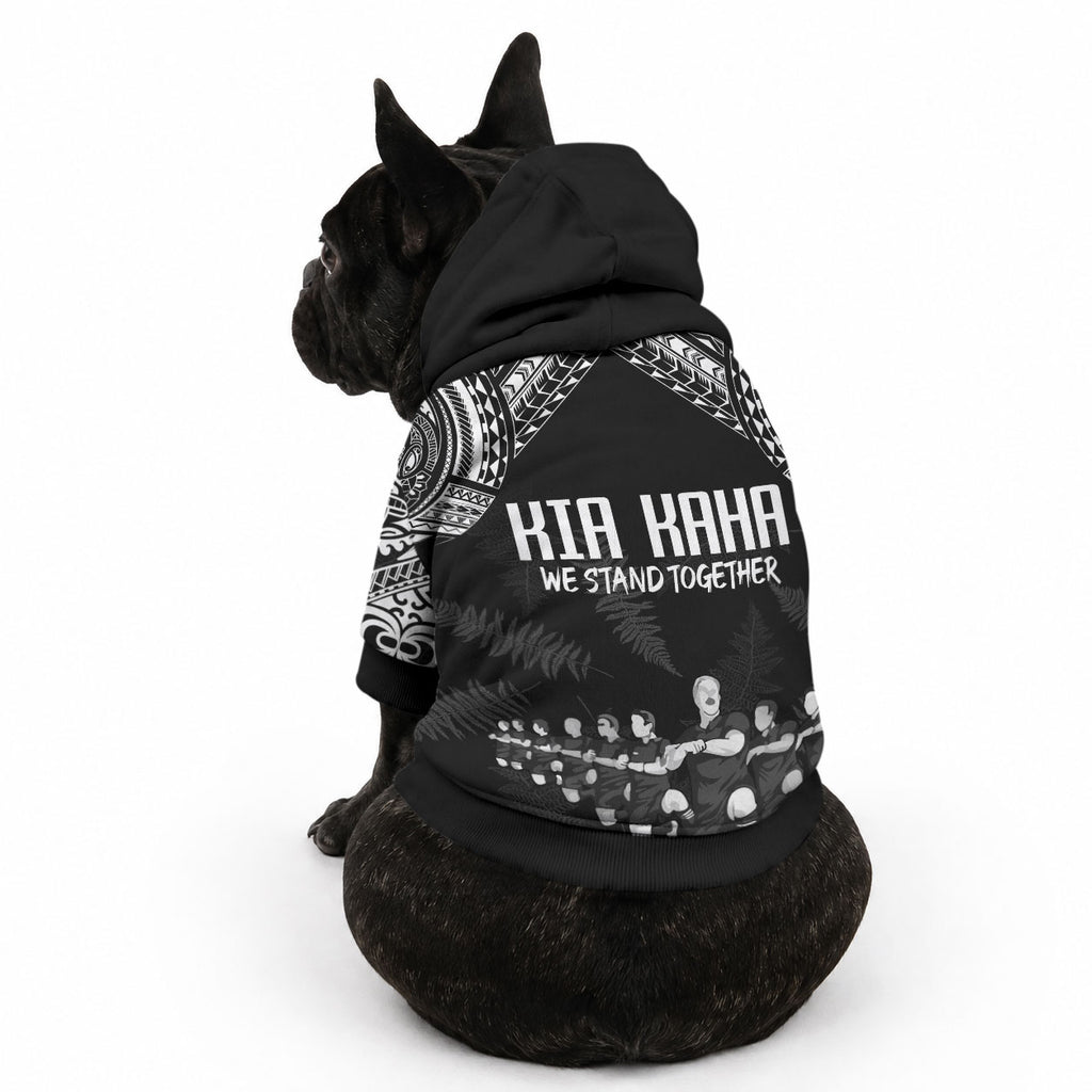 NZ Rugby Pet Hoodie Kapa Opango Maori Haka With Years of The All Black Champions