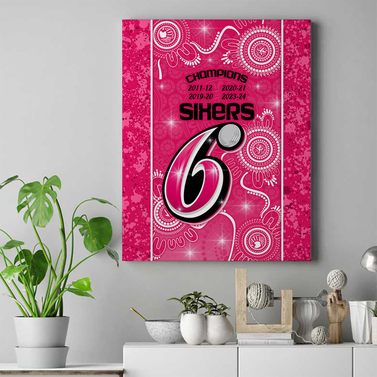 custom-sydney-sixers-cricket-canvas-wall-art-the-fourth-time-champions-aboriginal