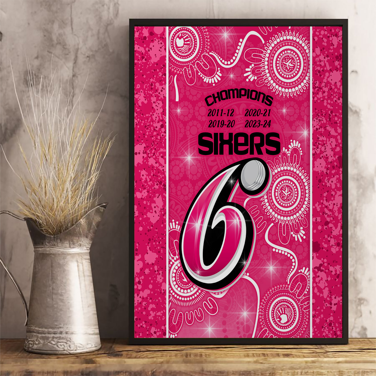 custom-sydney-sixers-cricket-canvas-wall-art-the-fourth-time-champions-aboriginal