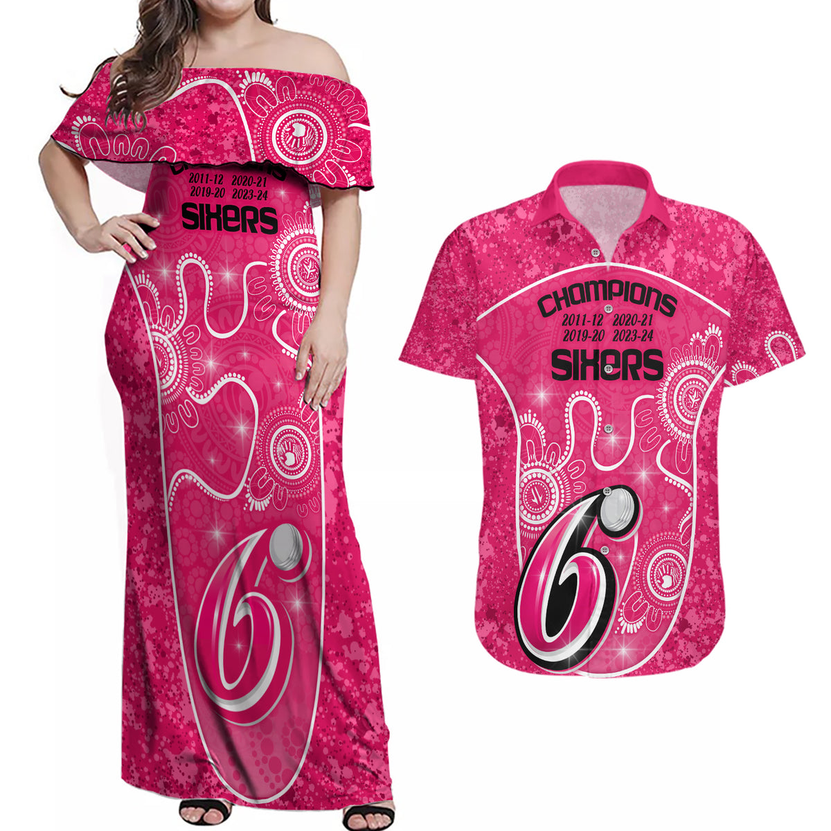 custom-sydney-sixers-cricket-couples-matching-off-shoulder-maxi-dress-and-hawaiian-shirt-the-fourth-time-champions-aboriginal