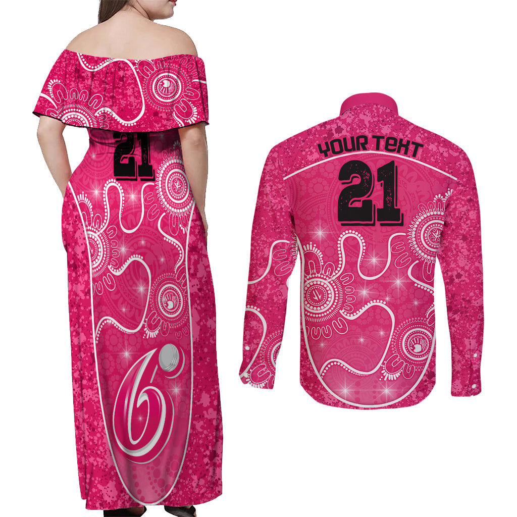custom-sydney-sixers-cricket-couples-matching-off-shoulder-maxi-dress-and-long-sleeve-button-shirt-the-fourth-time-champions-aboriginal