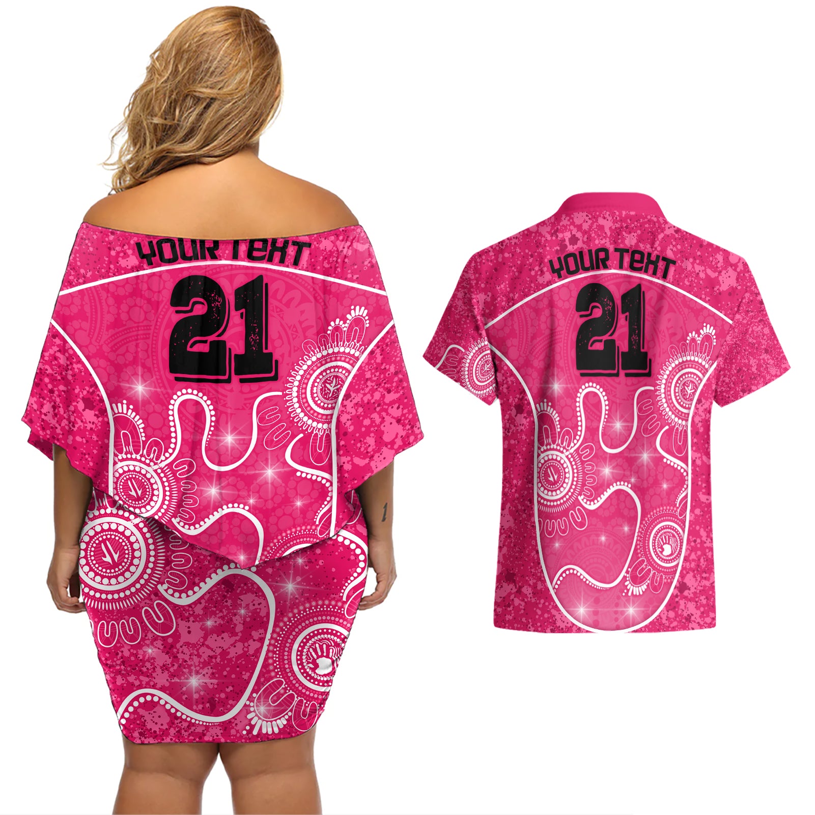 custom-sydney-sixers-cricket-couples-matching-off-shoulder-short-dress-and-hawaiian-shirt-the-fourth-time-champions-aboriginal