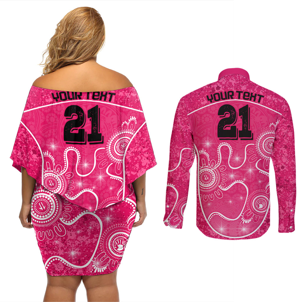 custom-sydney-sixers-cricket-couples-matching-off-shoulder-short-dress-and-long-sleeve-button-shirt-the-fourth-time-champions-aboriginal