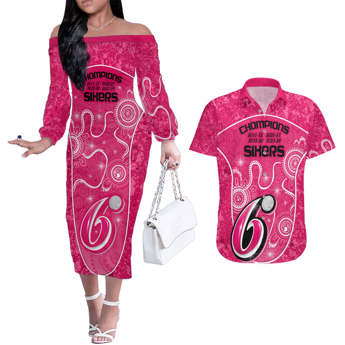 custom-sydney-sixers-cricket-couples-matching-off-the-shoulder-long-sleeve-dress-and-hawaiian-shirt-the-fourth-time-champions-aboriginal