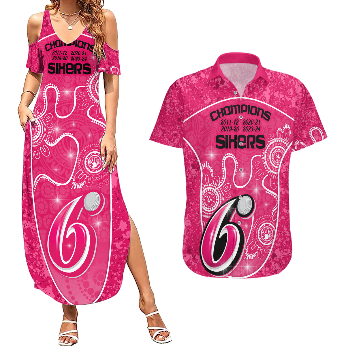 custom-sydney-sixers-cricket-couples-matching-summer-maxi-dress-and-hawaiian-shirt-the-fourth-time-champions-aboriginal
