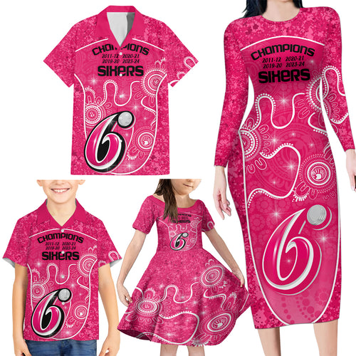 custom-sydney-sixers-cricket-family-matching-long-sleeve-bodycon-dress-and-hawaiian-shirt-the-fourth-time-champions-aboriginal