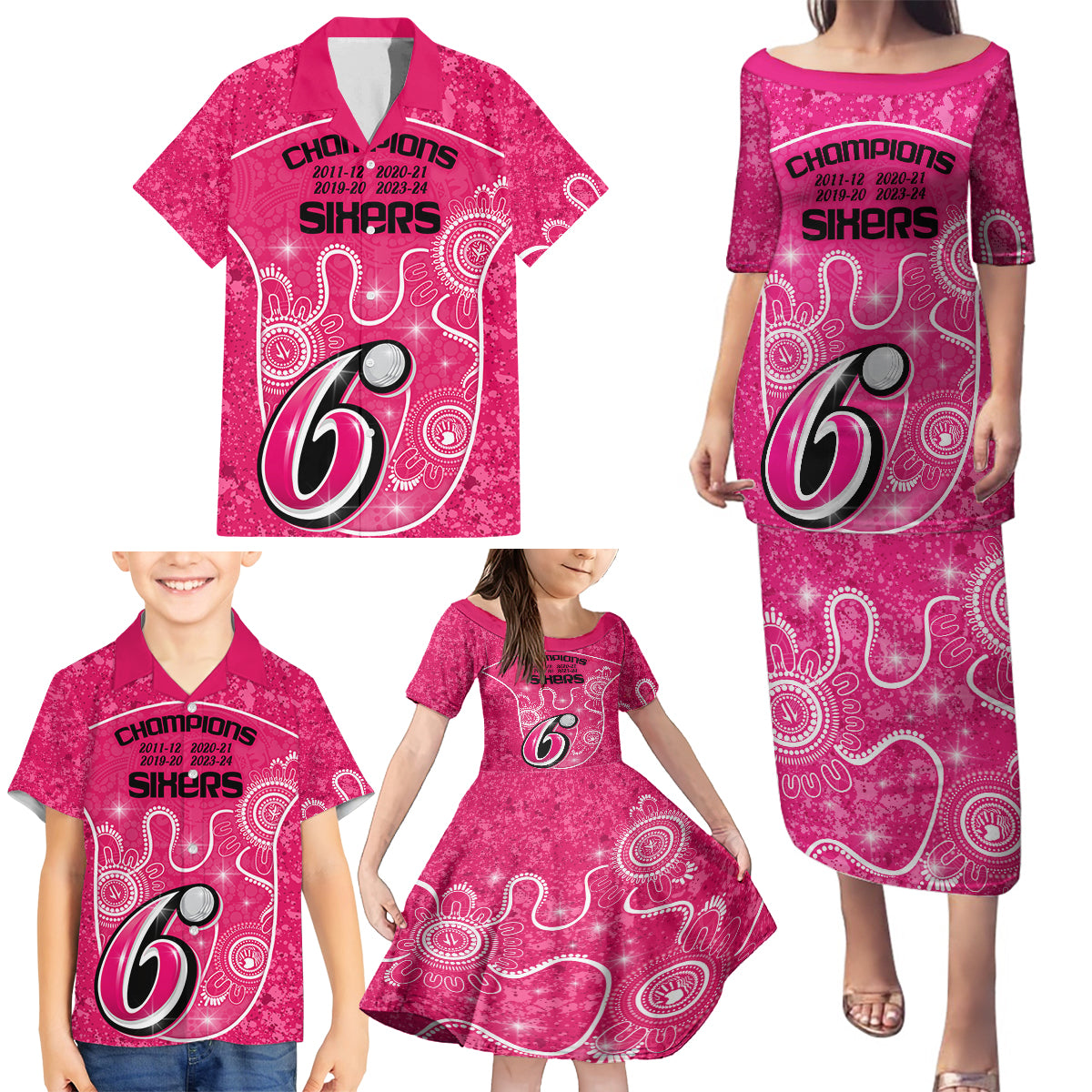 custom-sydney-sixers-cricket-family-matching-puletasi-dress-and-hawaiian-shirt-the-fourth-time-champions-aboriginal