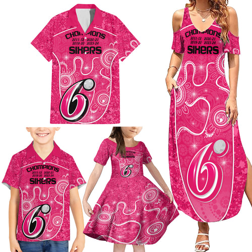 custom-sydney-sixers-cricket-family-matching-summer-maxi-dress-and-hawaiian-shirt-the-fourth-time-champions-aboriginal