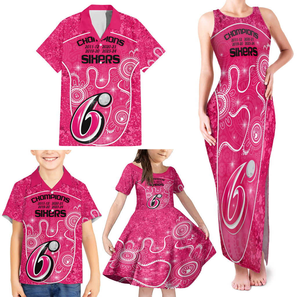 custom-sydney-sixers-cricket-family-matching-tank-maxi-dress-and-hawaiian-shirt-the-fourth-time-champions-aboriginal
