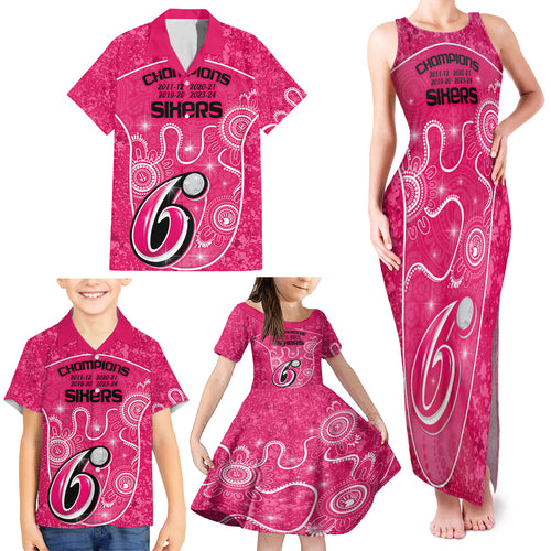 custom-sydney-sixers-cricket-family-matching-tank-maxi-dress-and-hawaiian-shirt-the-fourth-time-champions-aboriginal