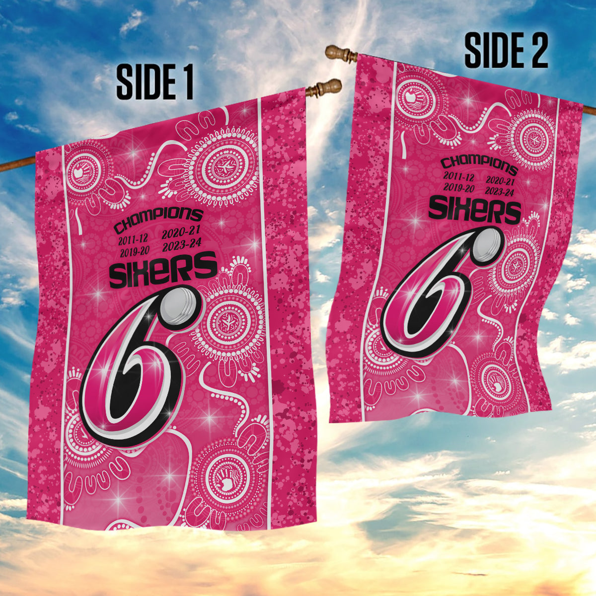 custom-sydney-sixers-cricket-garden-flag-the-fourth-time-champions-aboriginal