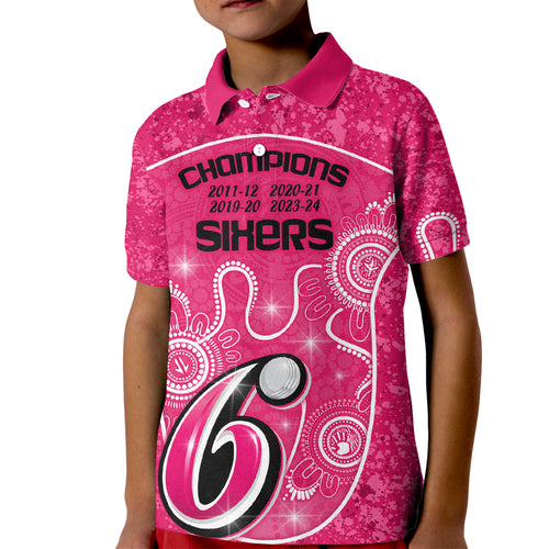 custom-sydney-sixers-cricket-kid-polo-shirt-the-fourth-time-champions-aboriginal