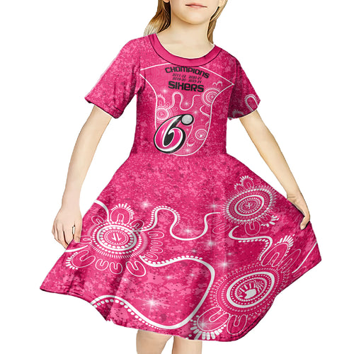 custom-sydney-sixers-cricket-kid-short-sleeve-dress-the-fourth-time-champions-aboriginal