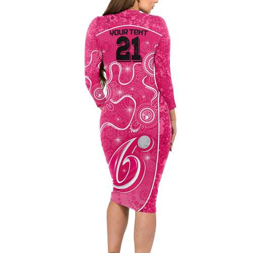 custom-sydney-sixers-cricket-long-sleeve-bodycon-dress-the-fourth-time-champions-aboriginal