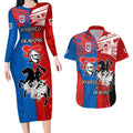 NRL Dragons and Knights Sporty Style Couples Matching Long Sleeve Bodycon Dress and Hawaiian Shirt
