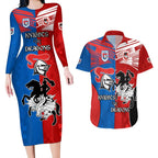 NRL Dragons and Knights Sporty Style Couples Matching Long Sleeve Bodycon Dress and Hawaiian Shirt