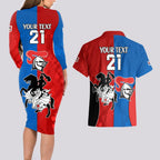 NRL Dragons and Knights Sporty Style Couples Matching Long Sleeve Bodycon Dress and Hawaiian Shirt