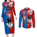 NRL Dragons and Knights Sporty Style Couples Matching Long Sleeve Bodycon Dress and Long Sleeve Button Shirt