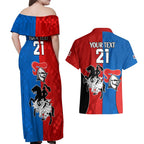 NRL Dragons and Knights Sporty Style Couples Matching Off Shoulder Maxi Dress and Hawaiian Shirt