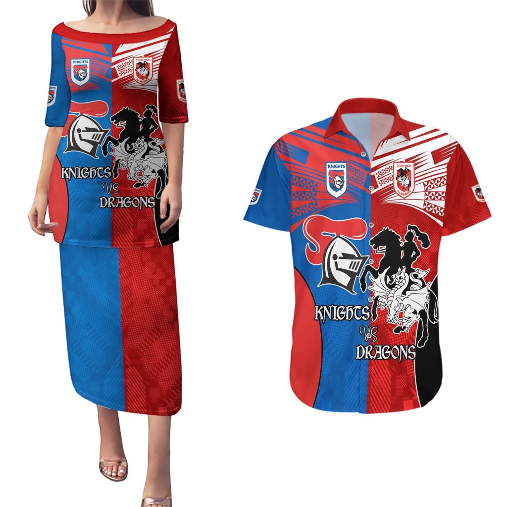 NRL Dragons and Knights Sporty Style Couples Matching Puletasi and Hawaiian Shirt